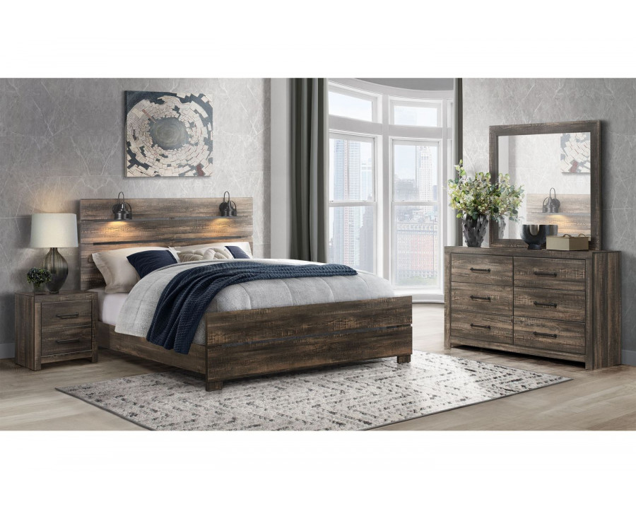 GF Linwood Dark Oak King Bed Group With Lamps