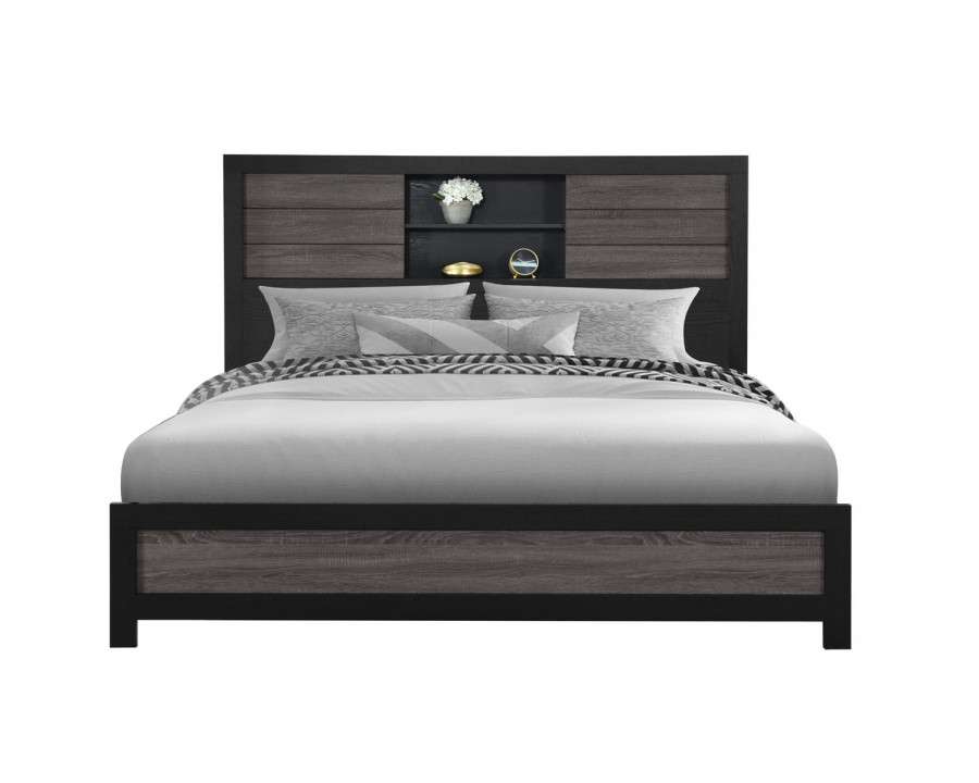 GF Lisbon Gray/Black Bookcase Bed