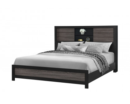 GF Lisbon Gray/Black Bookcase Bed