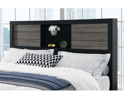 GF Lisbon Gray/Black Bookcase Queen Bed