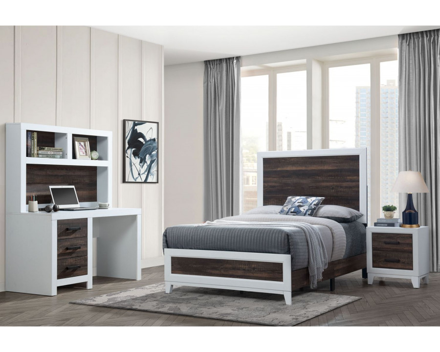 GF Lisbon Oak/White Youth Twin Bed,  Desk,  Nightstand and Chest