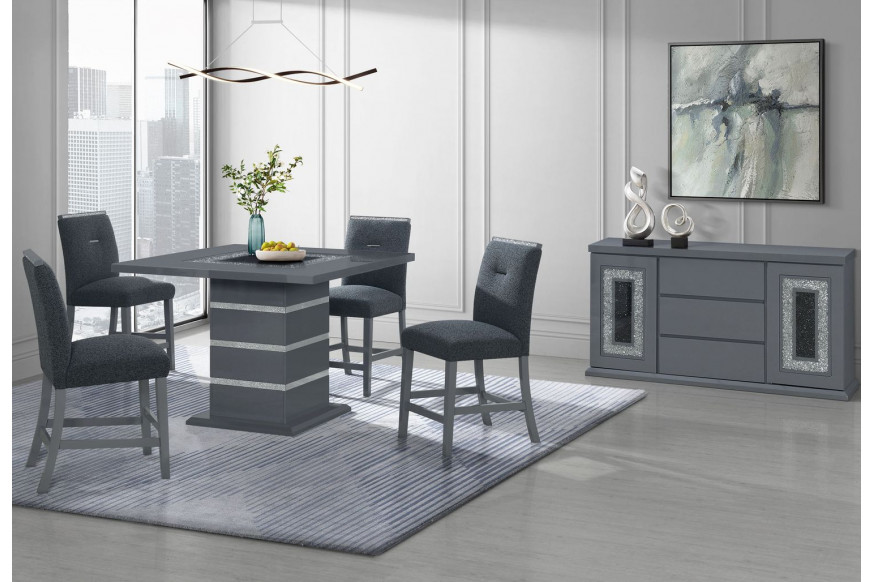 GF™ Monaco Dark Gray Bar Table Bar Table + 4 Bar Stools