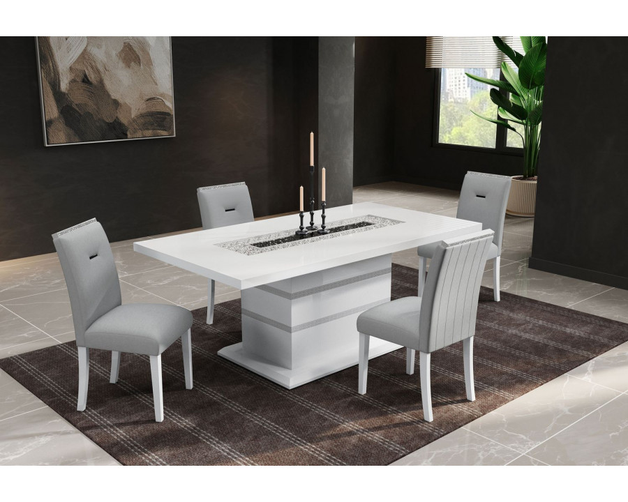 GF Monaco White Dining Set Dining Table + 4 Dining Chair