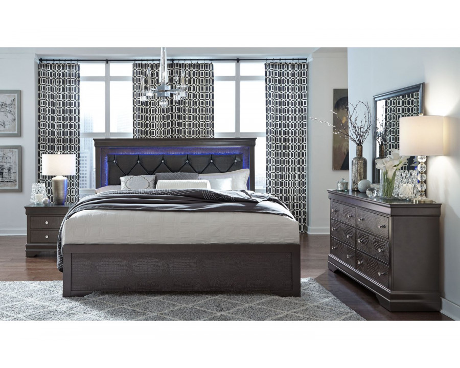 GF Pompei Gray Full Bed Group With Led