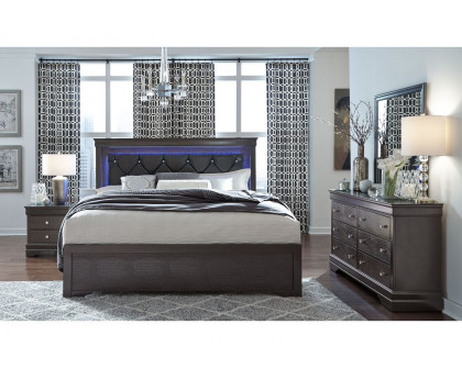 GF Pompei Gray King Bed With Led