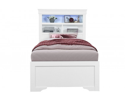 GF - Pompei White Youth Bookcase Twin Bed With Led