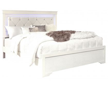 GF Pompei White Full Bed With Led