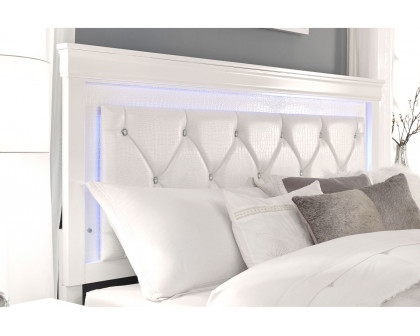 GF Pompei White Full Bed With Led