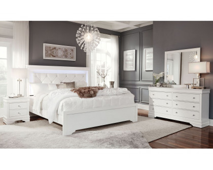 GF Pompei White Full Bed With Led