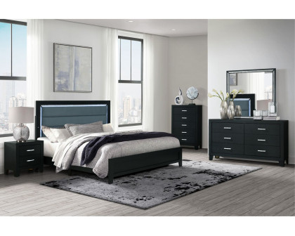 GF Reid Black King Bed With Led