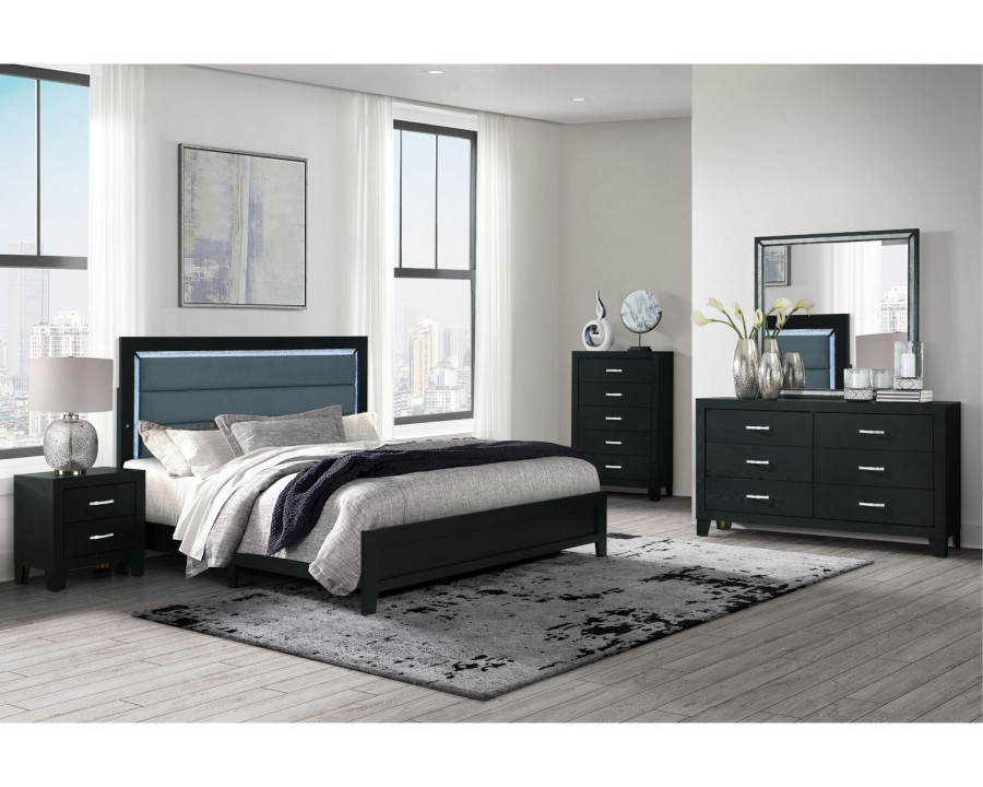 GF Reid Black Queen Bed With Led