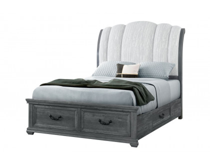 GF Rowan Gray Upholstered Bed, Rowan/Tatum Gray Storage Queen Bed Storage