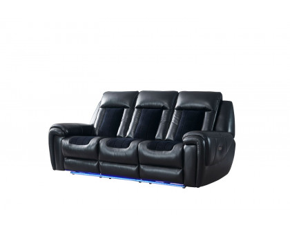 GF - U0700 w/ Led U0700 Blanche Black Velvet Power Reclining Sofa/ Power Console Reclining Love Seat w/Led