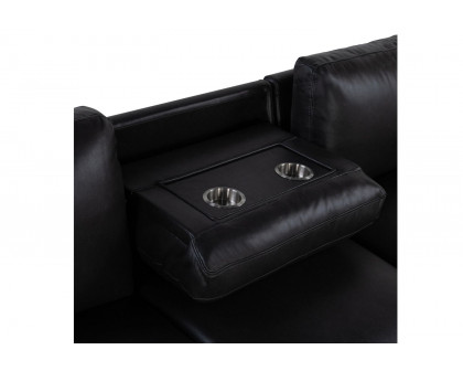 GF - U1830 Blanche Charcoal/Blanche Black Sofa Bed With Usb and Drop Down Table