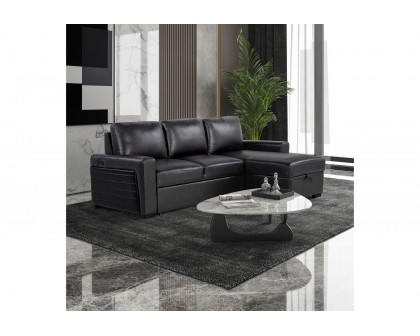 GF - U1830 Blanche Charcoal/Blanche Black Sofa Bed With Usb and Drop Down Table