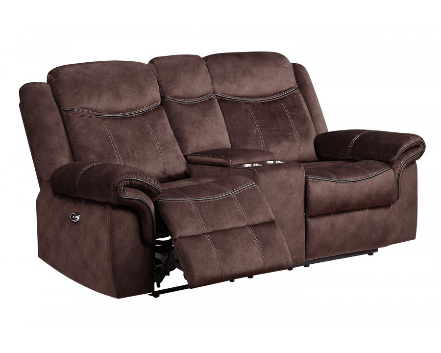 GF U2200 Coffee Power Console Reclining Loveseat With Power Switch