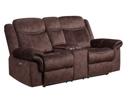 GF U2200 Coffee Power Console Reclining Loveseat With Power Switch