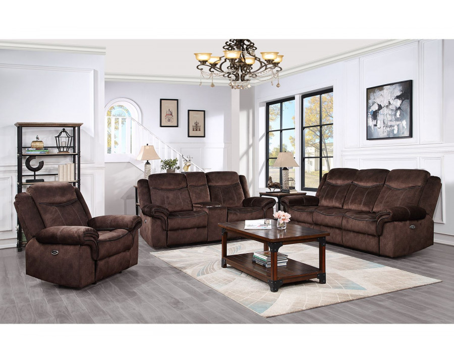 GF U2200 Coffee Power Reclining Sofa/Power Console Reclining Loveseat