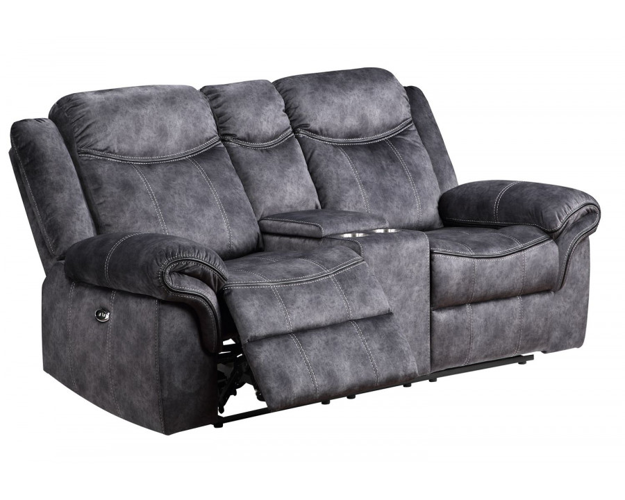 GF U2200 Granite Power Console Reclining Loveseat With Power Switch