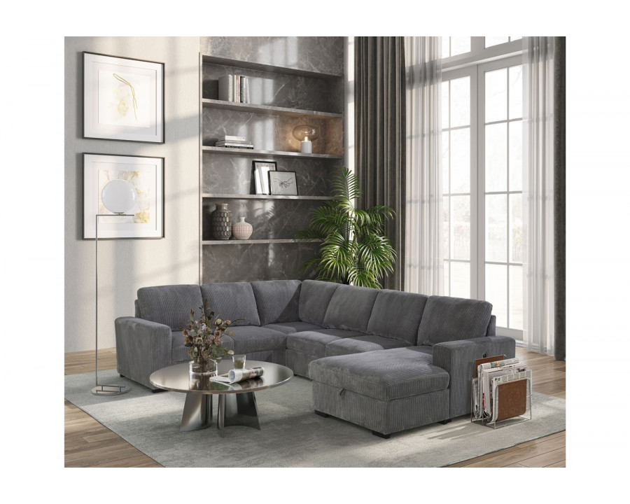 GF - U2660 Gray Sectional With Pull Out Sofa Bed