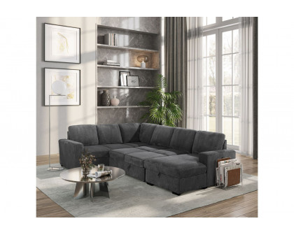 GF - U2660 Gray Sectional With Pull Out Sofa Bed