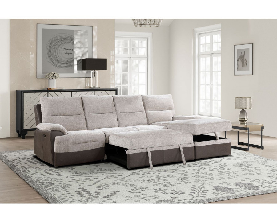 GF - U3822 Beige/Brown Sectional With Pull Out Bed and Usb