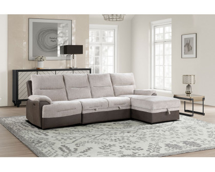 GF - U3822 Beige/Brown Sectional With Pull Out Bed and Usb