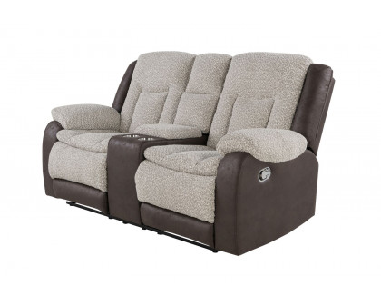 GF - U4377 Gray/Brown Console Reclining Loveseat