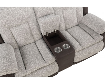 GF - U4377 Gray/Brown Reclining Sofa With Drop Down Table/Console Reclining Loveseat