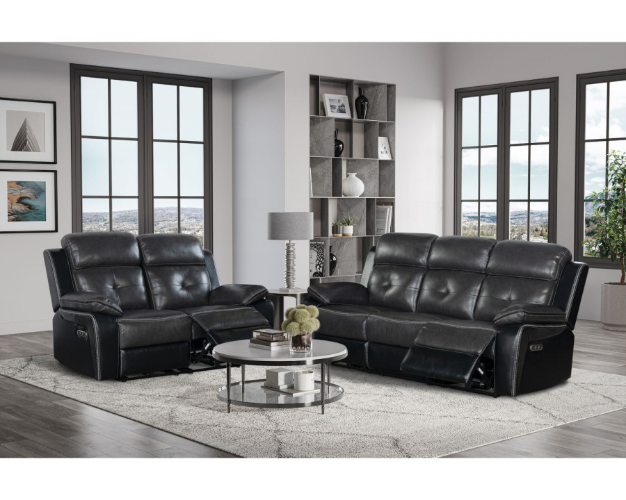 GF - U5050 Blanche Charcoal/Blanche Black Power Power Reclining Sofa/Power Reclining Loveseat