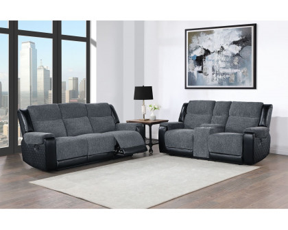 GF - U5914 Gray/Black Console Reclining Loveseat