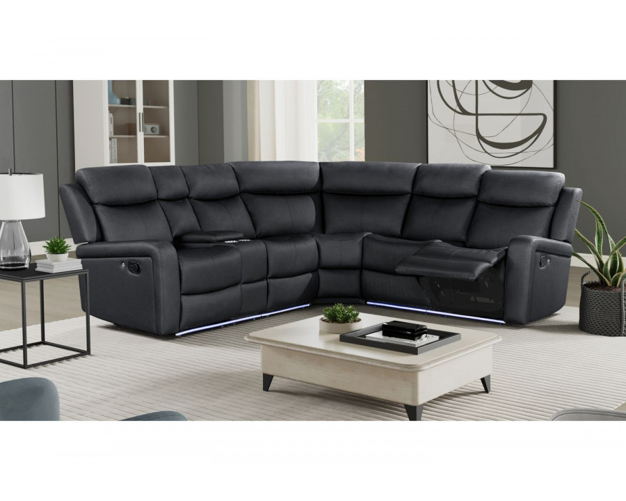 GF - U6024 LED Black PU Sectional Sectional With Led With 2 Recliners