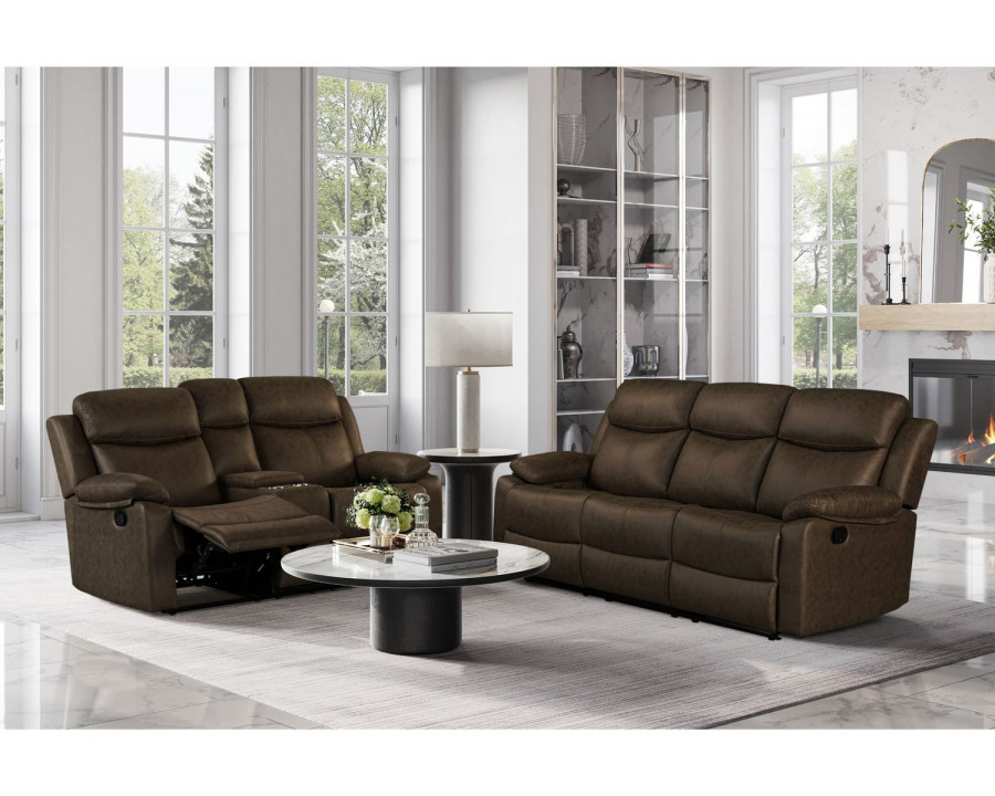 GF - U6026 Dark Brown 5 Reclining Sofa/Console Reclining Loveseat