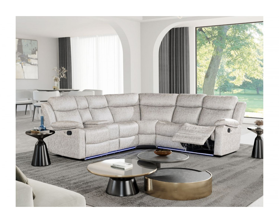 GF - U6026 LED Light Gray 9 Sectional Sectional With Led With 2 Recliners