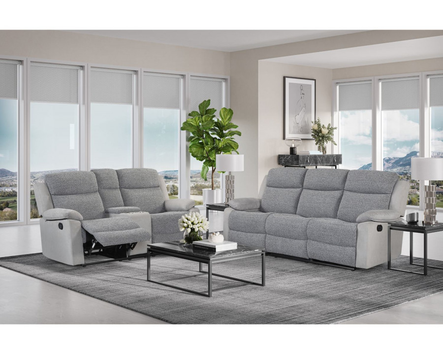 GF - U6027 Gray/White Reclining Sofa/Console Reclining Loveseat