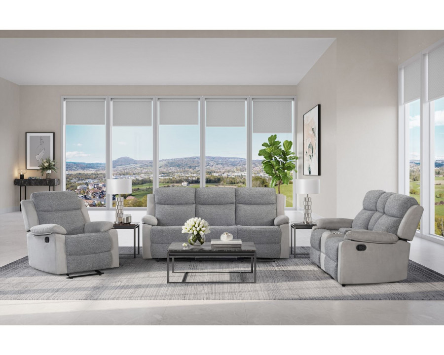 GF - U6027 Gray/White Reclining Sofa/Console Reclining Loveseat/Glider Recliner