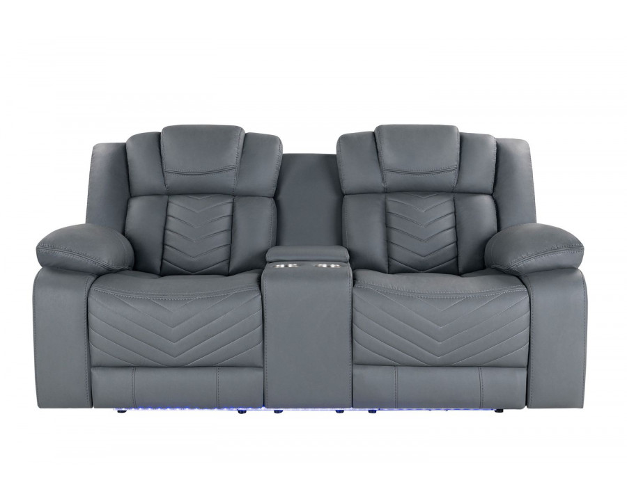 GF - U7068 Gray 10 Power Console Reclining Loveseat With Led and Usb