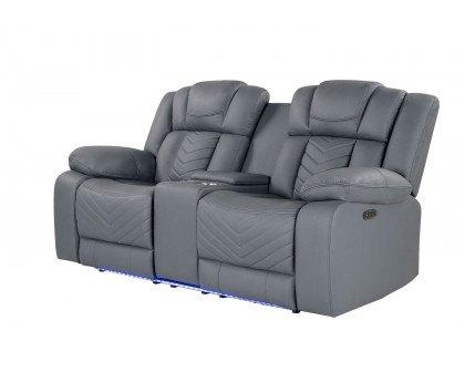 GF - U7068 Gray 10 Power Console Reclining Loveseat With Led and Usb