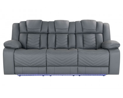 GF - U7068 Gray 10 Power Reclining Sofa/Power Console Reclining Love Seat/Power Recliner With Led