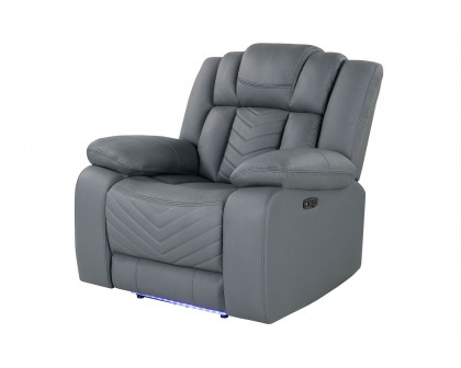 GF - U7068 Gray 10 Power Reclining Sofa/Power Console Reclining Love Seat With Led