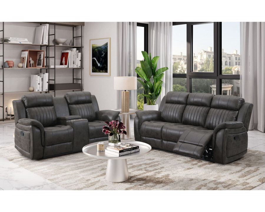 GF - U8517 Gray Reclining Sofa/Console Reclining Loveseat