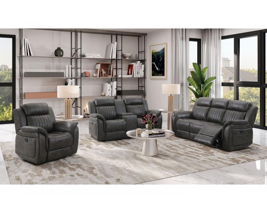 GF - U8517 Gray Reclining Sofa/Console Reclining Loveseat/Glider Recliner