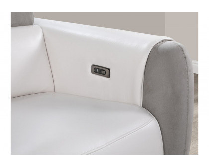 GF - U8520 White/Gray Power Console Reclining Loveseat With Ratchet Headrest and Usb