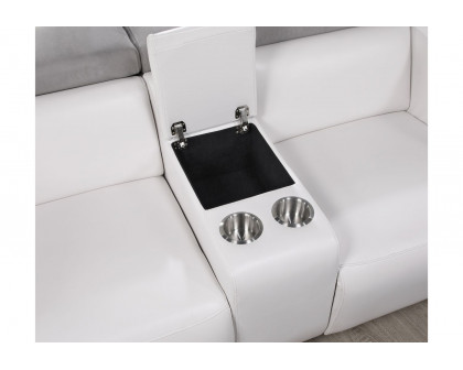 GF - U8520 White/Gray Power Console Reclining Loveseat With Ratchet Headrest and Usb