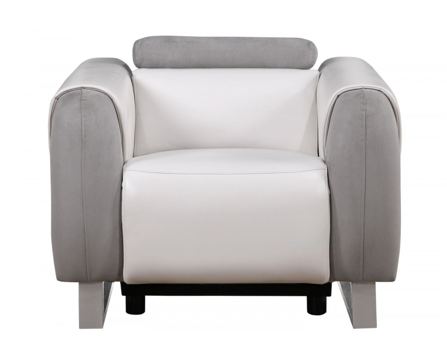 GF - U8520 White/Gray Power Recliner With Ratchet Headrest and Usb