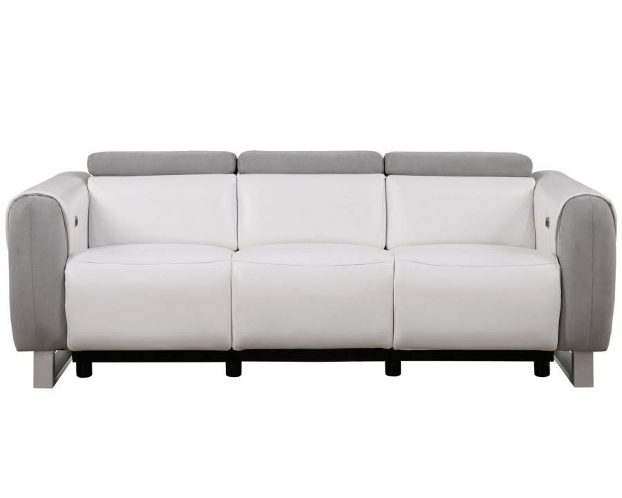 GF - U8520 White/Gray Power Reclining Sofa With Ratchet Headrest and Usb