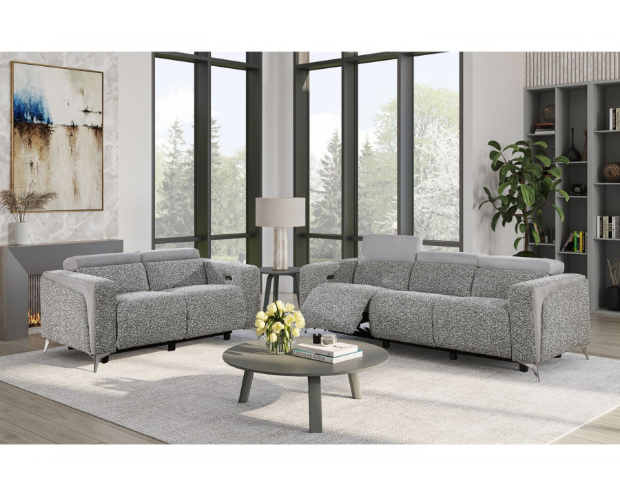 GF - U8521 Taupe/Dark Gray 36 Power Reclining Sofa/Power Reclining Love Seat