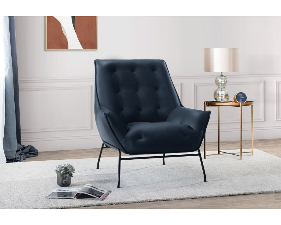 GF U8933 Navy Accent Chair - 100% Top Grain Leather All-Around