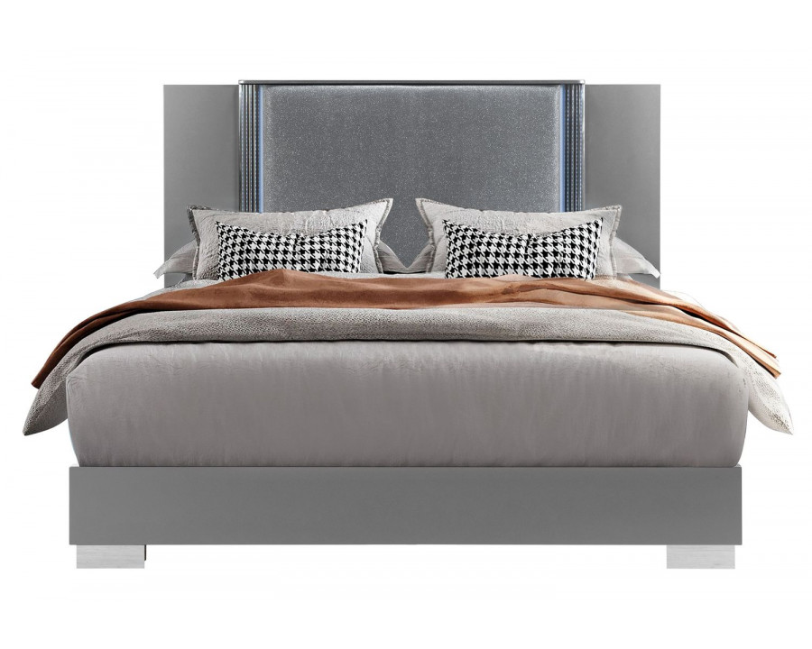 GF Ylime Smooth Silver King Bed With Led