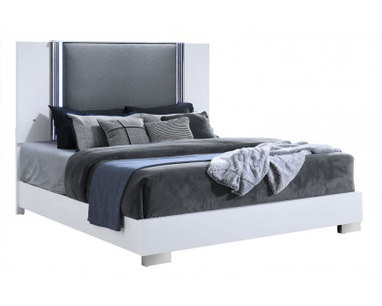 GF Ylime Smooth White King Bed With Led